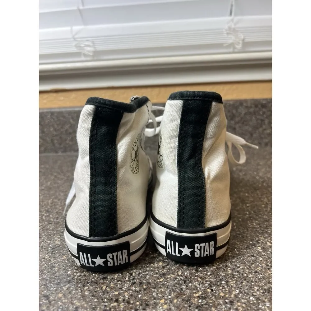 Converse All Star Big Kids Junior Sz 4 White/Black High Top Lace Up Sneaker Shoe